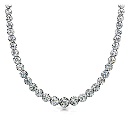 Multi-Diamond Round Graduated Necklace