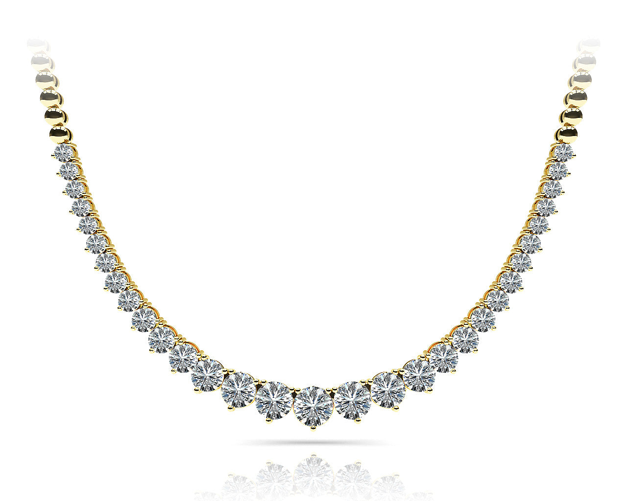 14K Yellow Gold Round Diamond Fashion Necklace