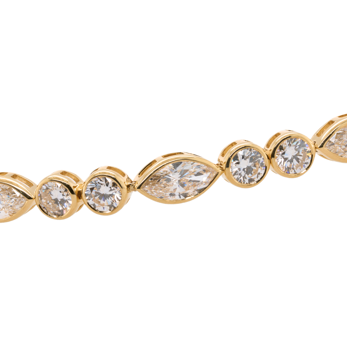 7.92 CTTW Marquise Lab-Grown Diamond Tennis Bracelet in 14K Yellow Gold, 6.8"