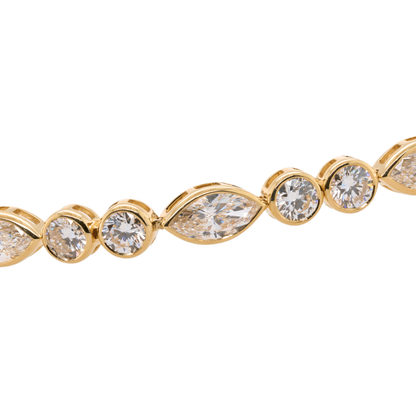 7.92 CTTW Marquise Lab-Grown Diamond Tennis Bracelet in 14K Yellow Gold, 6.8"