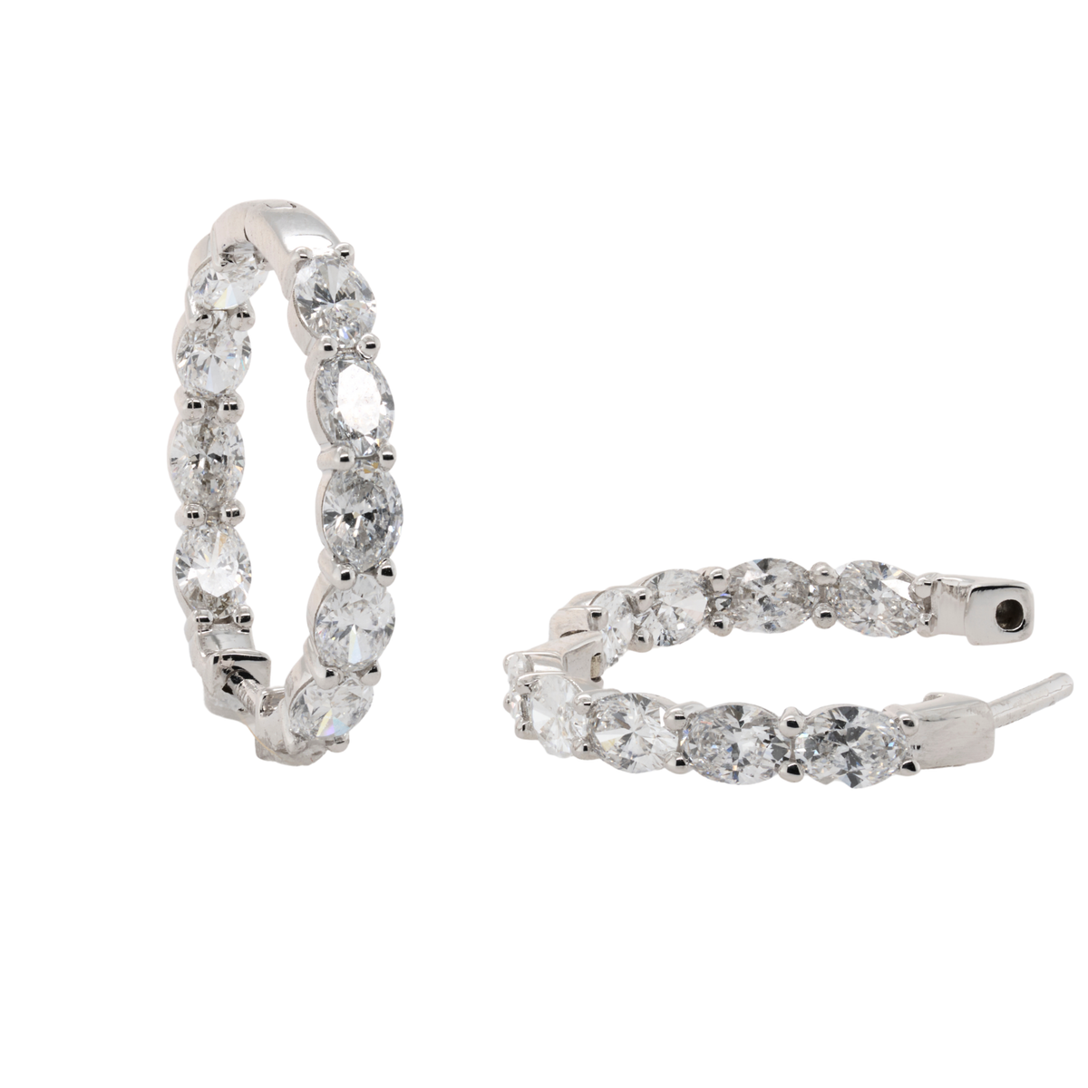 Lab-Grown Diamond Prong Hoop Earrings in 14K White Gold, 2.00 CTTW