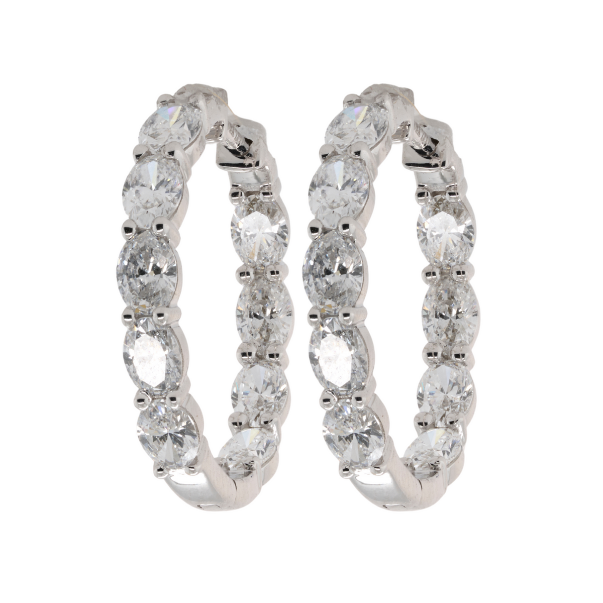 Lab-Grown Diamond Prong Hoop Earrings in 14K White Gold, 2.00 CTTW