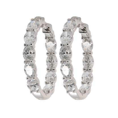 Lab-Grown Diamond Prong Hoop Earrings in 14K White Gold, 2.00 CTTW