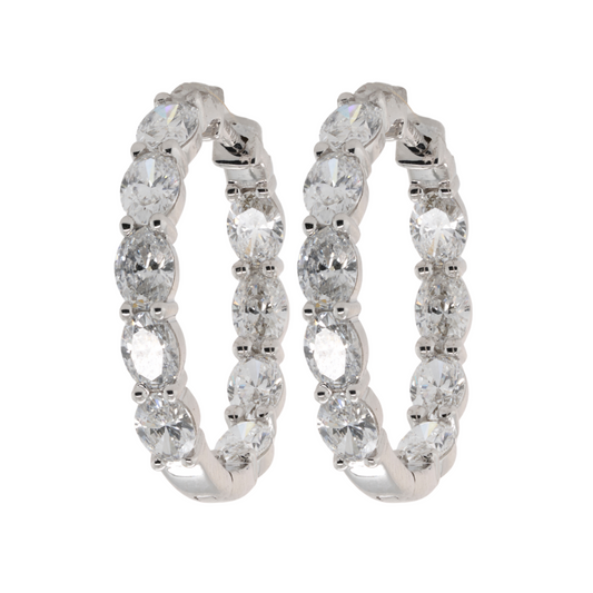 Lab-Grown Diamond Prong Hoop Earrings in 14K White Gold, 2.00 CTTW