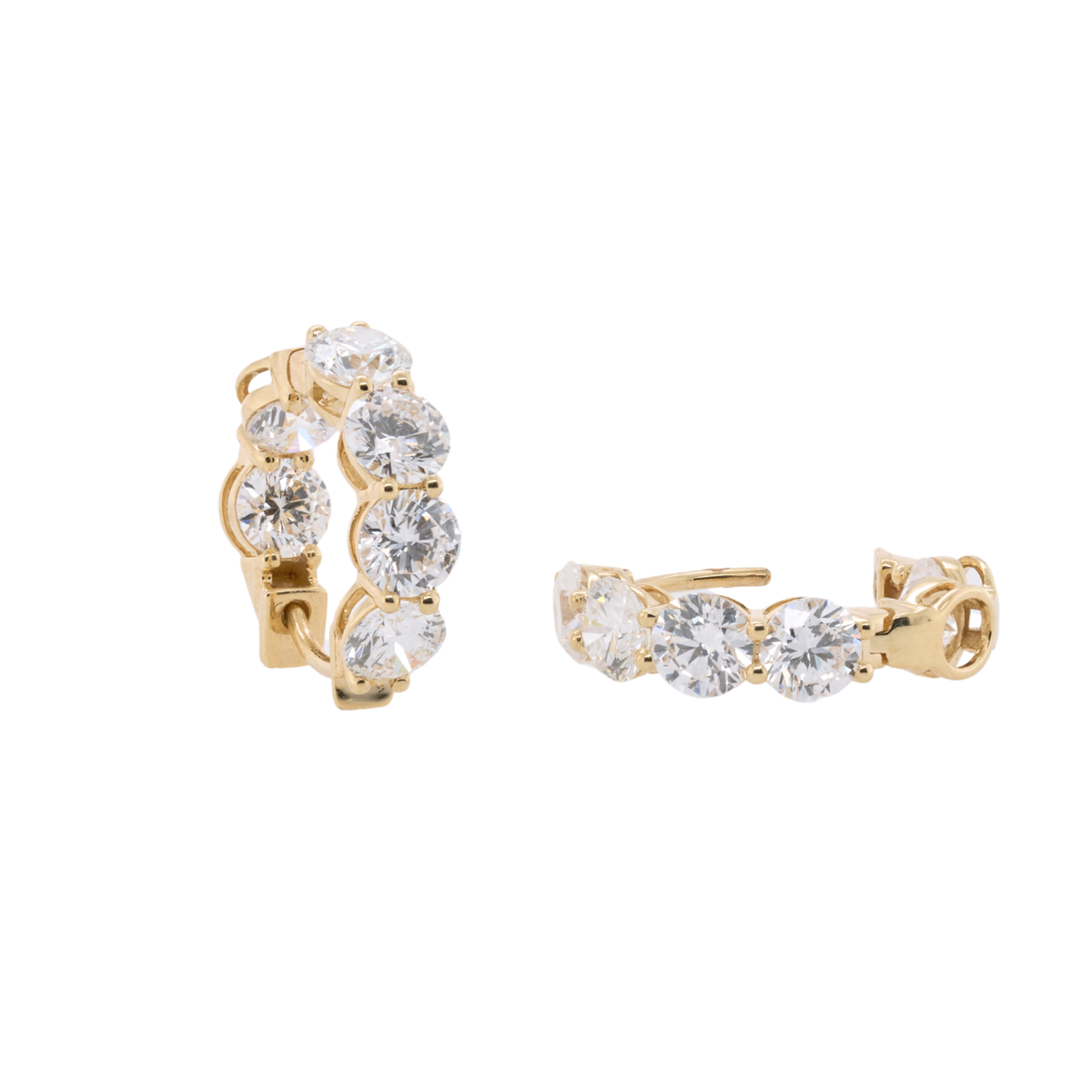 3.2 CTTW Round Lab-Grown Diamond Huggie Earrings in 14K Yellow Gold