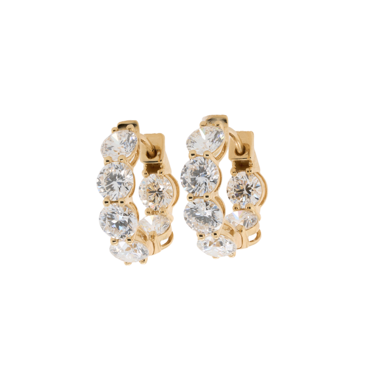 3.2 CTTW Round Lab-Grown Diamond Huggie Earrings in 14K Yellow Gold