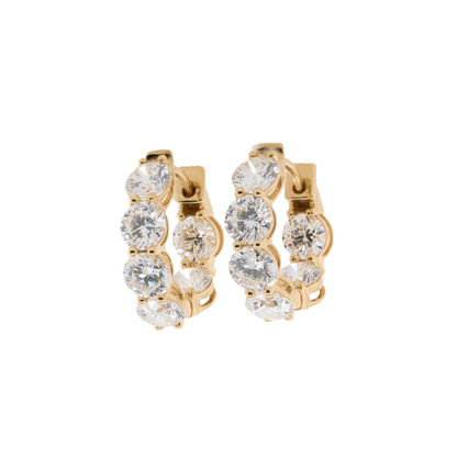 3.2 CTTW Round Lab-Grown Diamond Huggie Earrings in 14K Yellow Gold