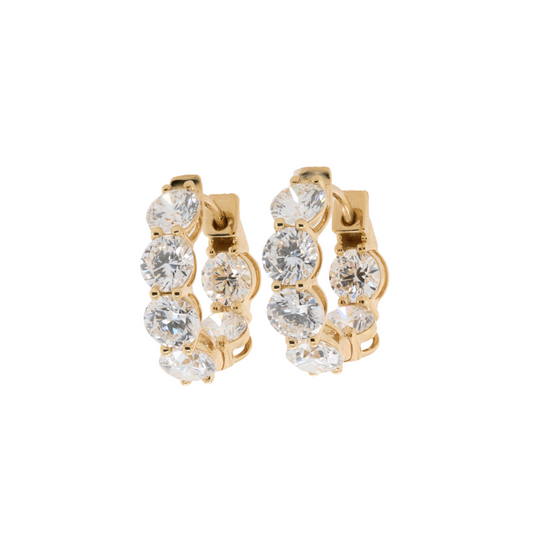 3.2 CTTW Round Lab-Grown Diamond Huggie Earrings in 14K Yellow Gold