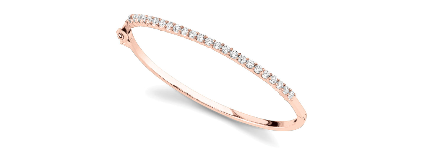14K Rose Gold Diamond Fashion Bangle Bracelet