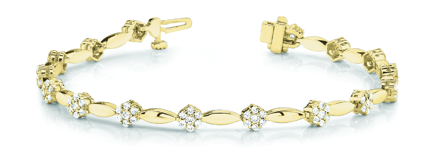 14K Yellow Gold Multi-Diamond Fashion Bracelet