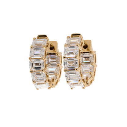 Lab-Grown Diamond Prong Huggie Earrings in 14K Yellow Gold, 3.89 CTTW