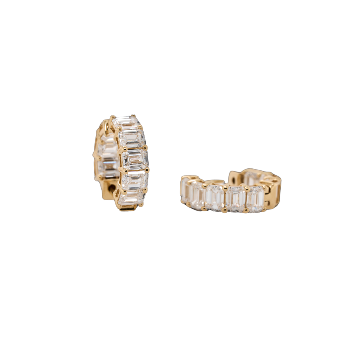 Lab-Grown Diamond Prong Huggie Earrings in 14K Yellow Gold, 3.89 CTTW