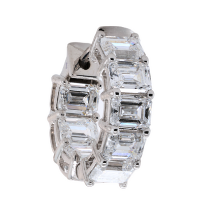 3.83 CTTW Emerald Lab-Grown Diamond Huggie Earrings in 14K White Gold