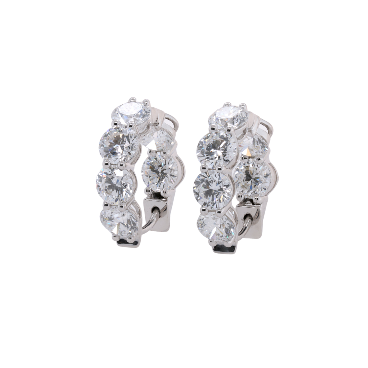 3.17 CTTW Round Lab-Grown Diamond Huggie Earrings in 14K White Gold