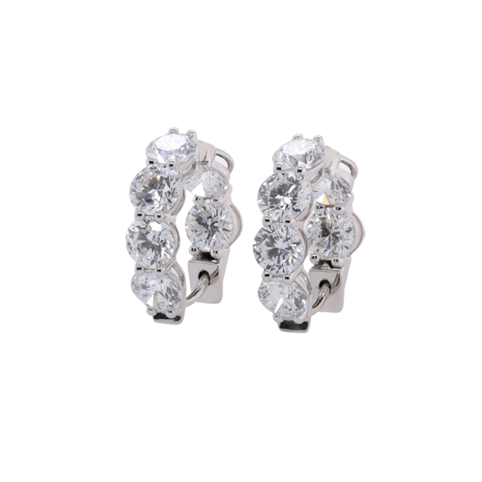 3.17 CTTW Round Lab-Grown Diamond Huggie Earrings in 14K White Gold