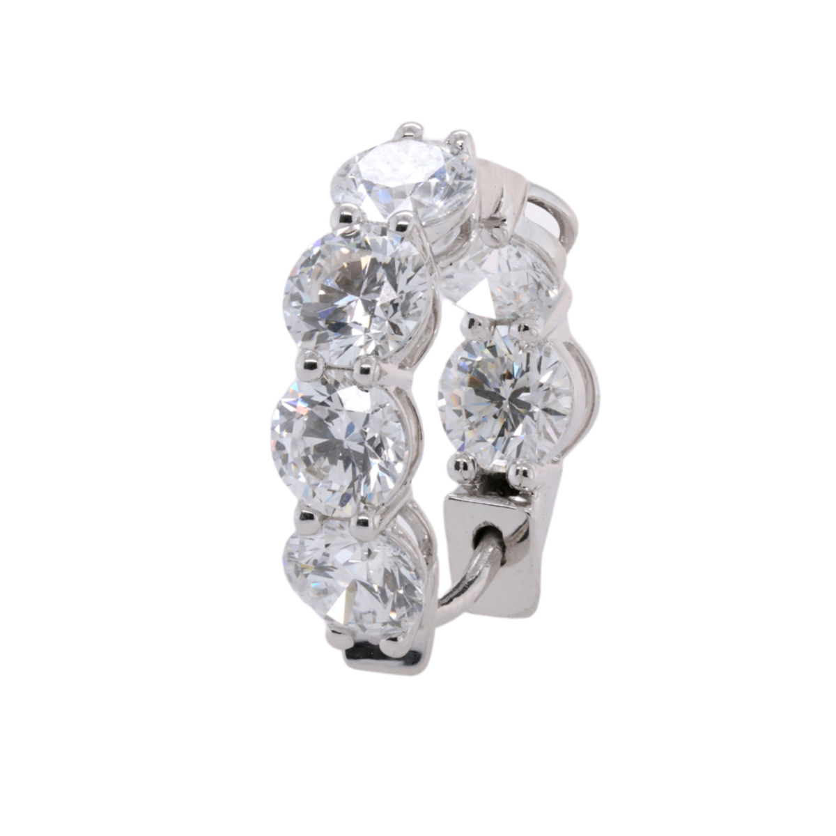 3.17 CTTW Round Lab-Grown Diamond Huggie Earrings in 14K White Gold