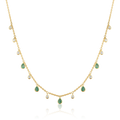 Diamond Emerald Pear Bezel Fringe Station Drop Necklace