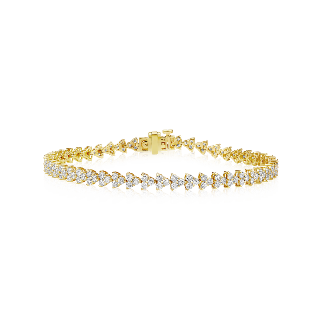 Diamond Trio Round Prong Cluster Tennis Bracelet