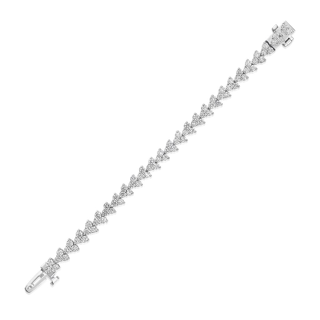Diamond Trio Round Prong Cluster Tennis Bracelet