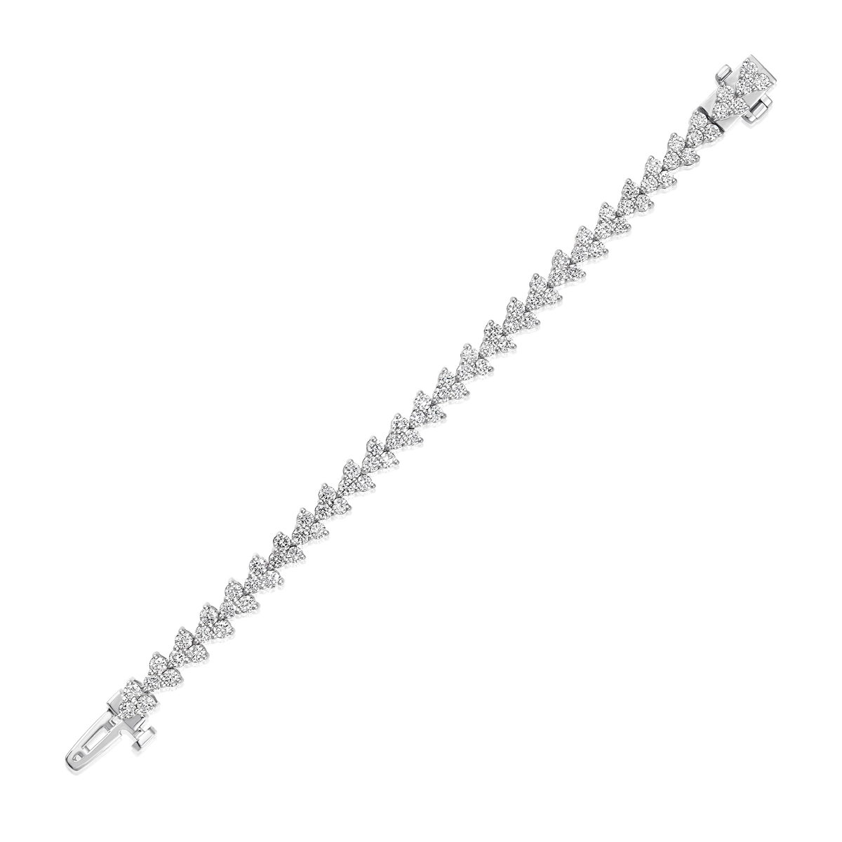 Diamond Trio Round Prong Cluster Tennis Bracelet