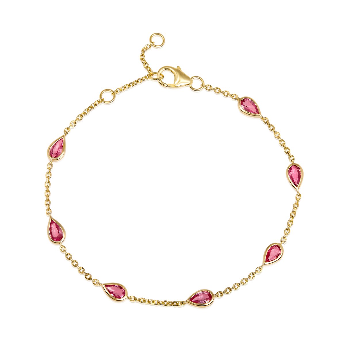 1.4-1.8ct Natural Pink Sapphire Pear Marquise Bezel Station Bracelet