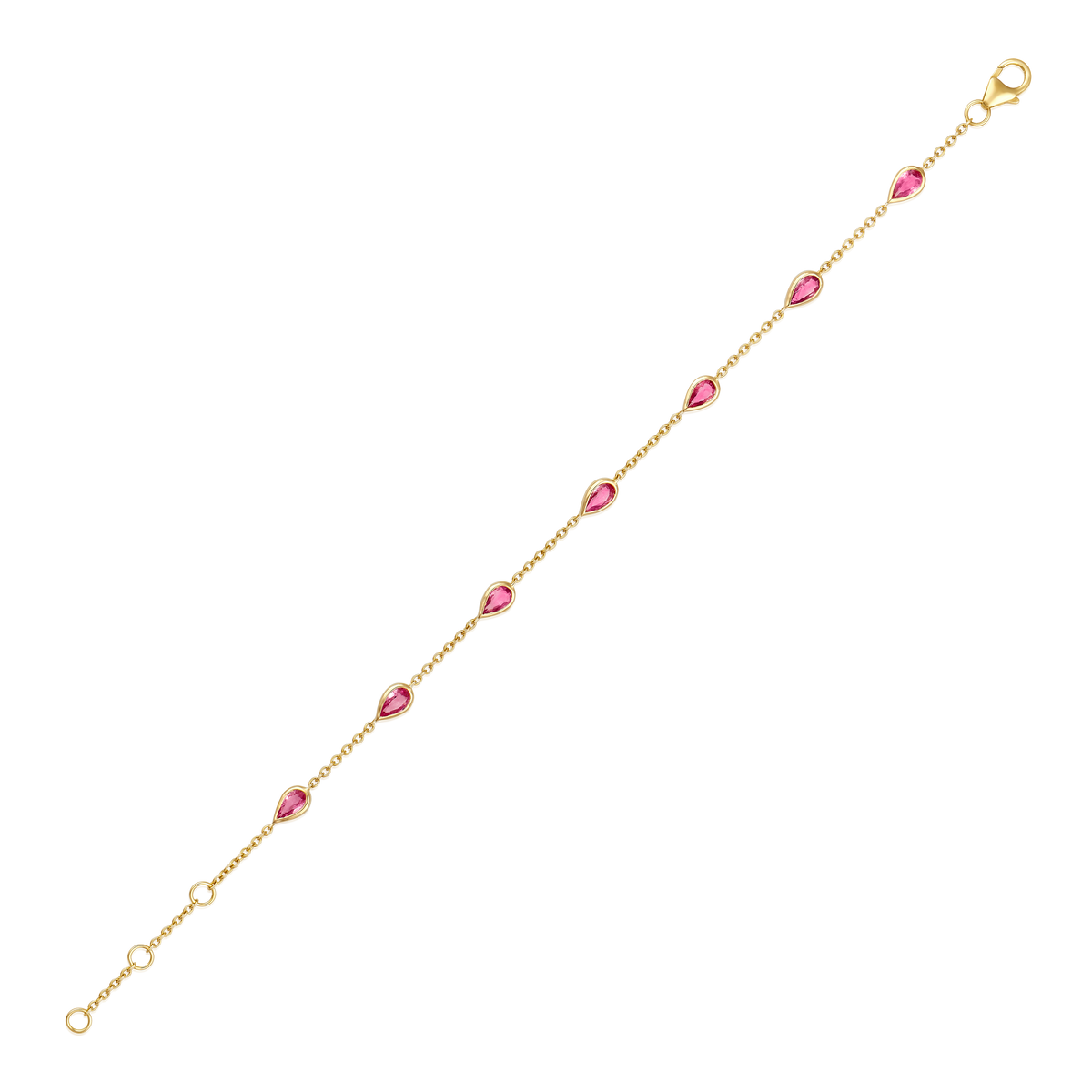 1.4-1.8ct Natural Pink Sapphire Pear Marquise Bezel Station Bracelet