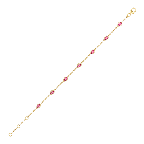 1.4-1.8ct Natural Pink Sapphire Pear Marquise Bezel Station Bracelet