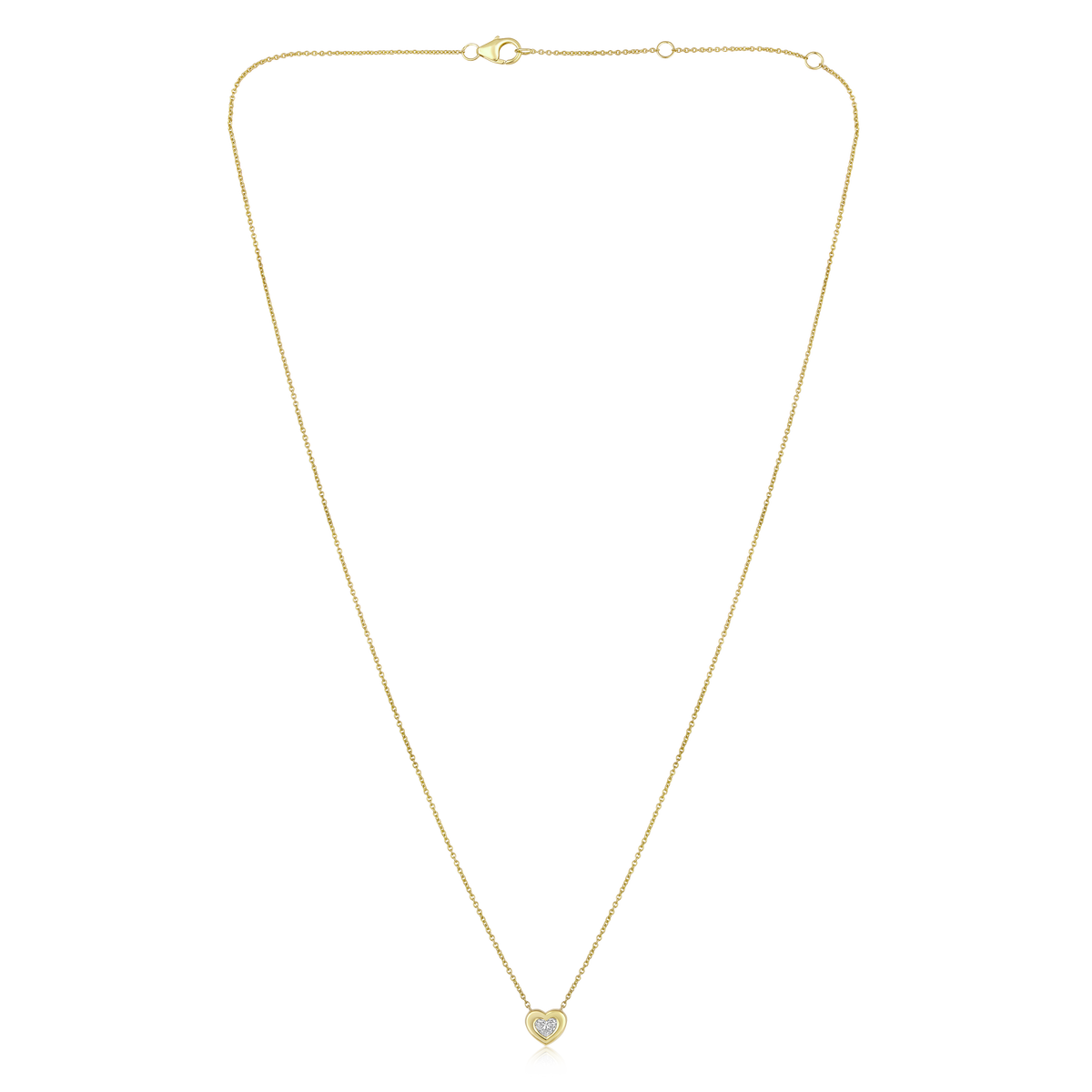 14K Gold 0.2-0.3ct Natural Diamond Heart Bezel Pendant Necklace