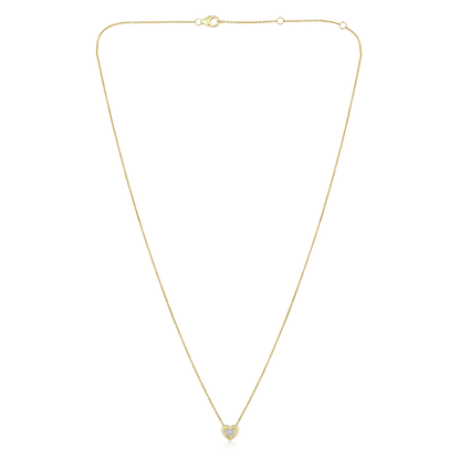 14K Gold 0.2-0.3ct Natural Diamond Heart Bezel Pendant Necklace