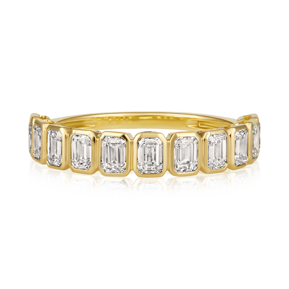 Diamond East West Emerald Bezel Ring