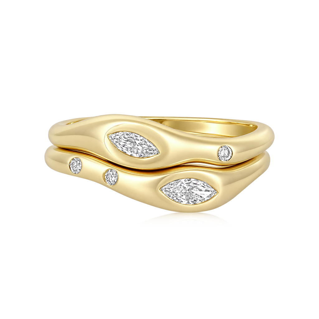 Diamond Double Marquise Flush Double Wave Ring