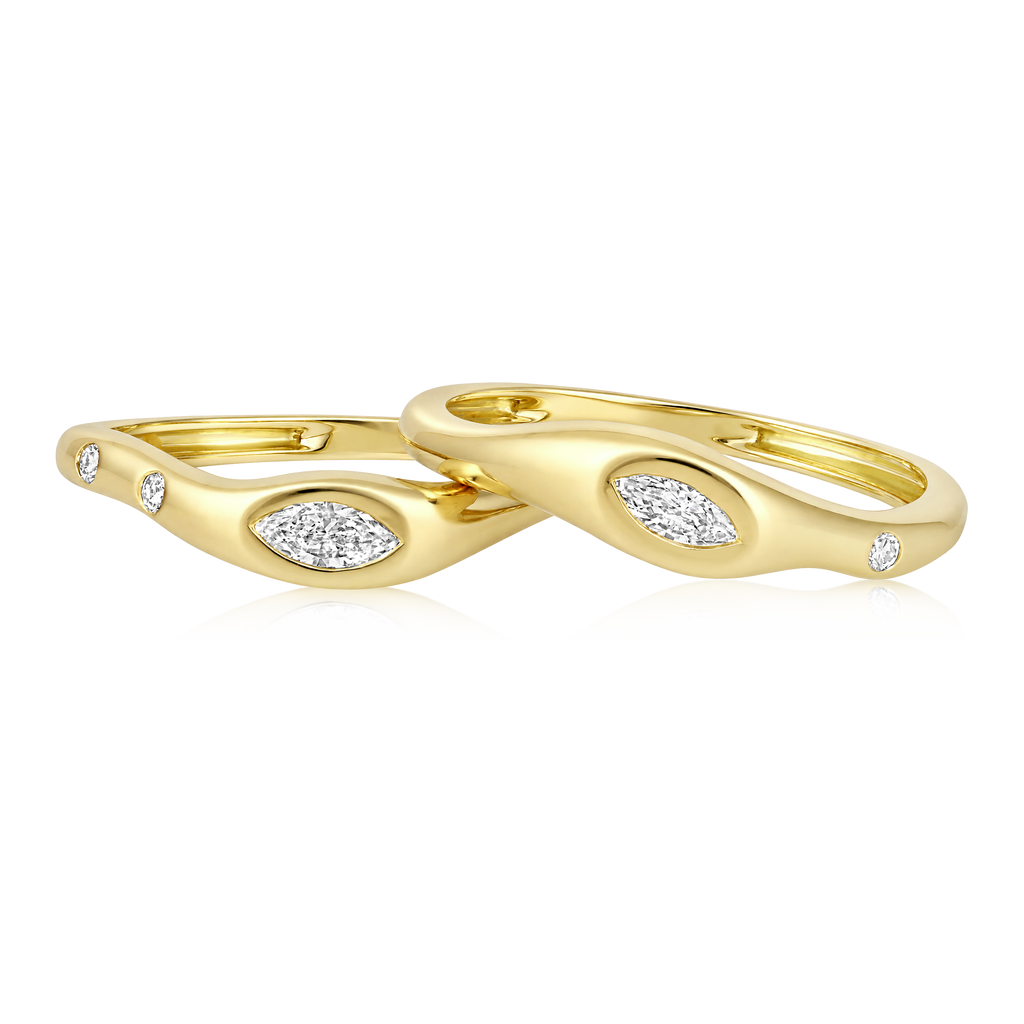 Diamond Double Marquise Flush Double Wave Ring