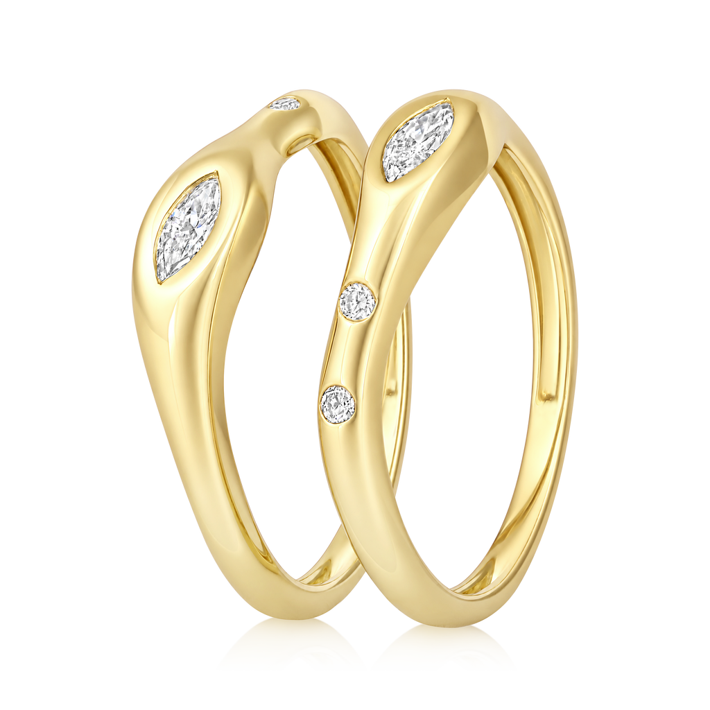 Diamond Double Marquise Flush Double Wave Ring