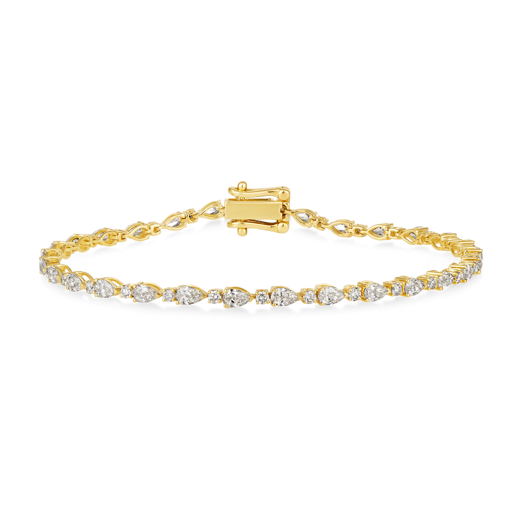 Diamond Alternating East West Pear Tennis Bracelet