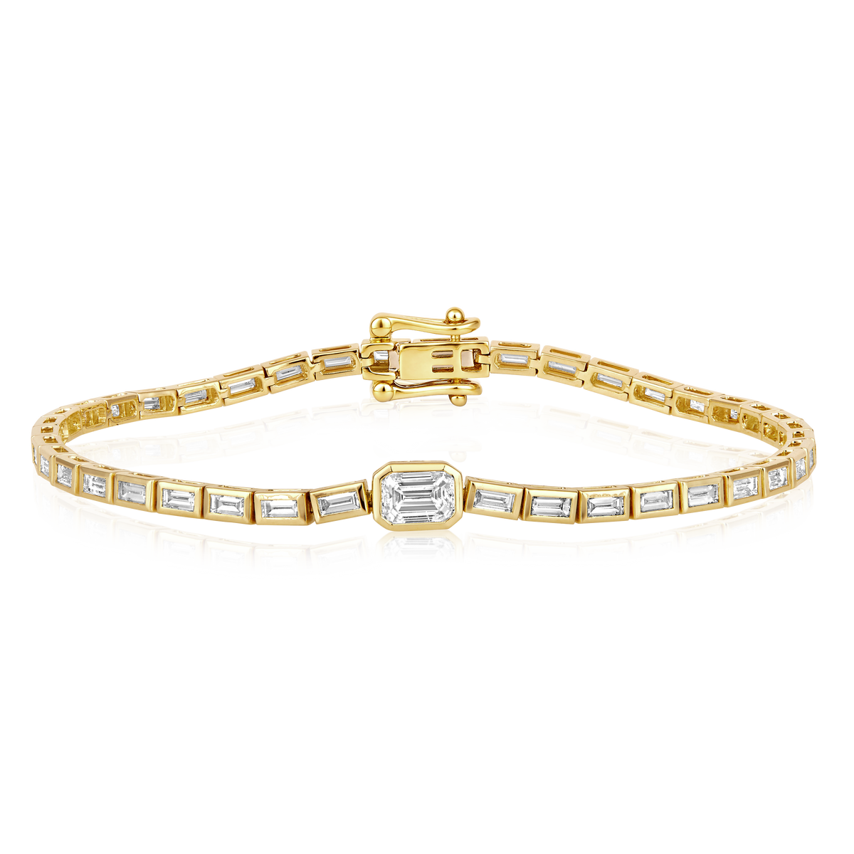 Diamond Emerald Baguette Bezel Tennis Bracelet