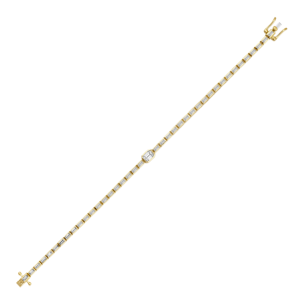 Diamond Emerald Baguette Bezel Tennis Bracelet