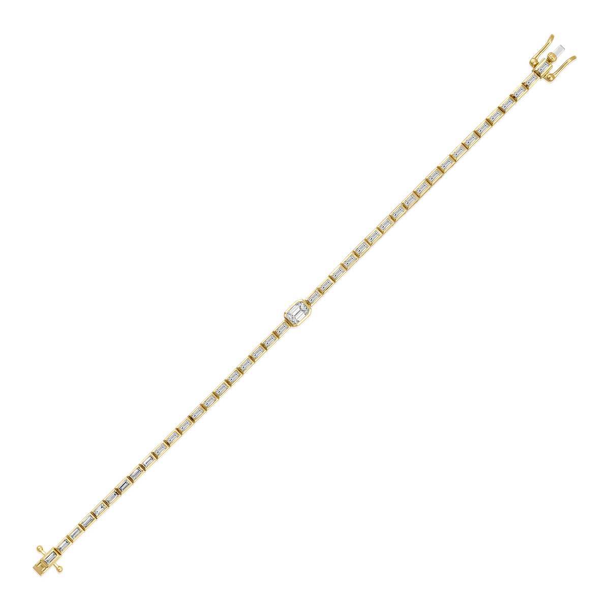 Diamond Emerald Baguette Bezel Tennis Bracelet