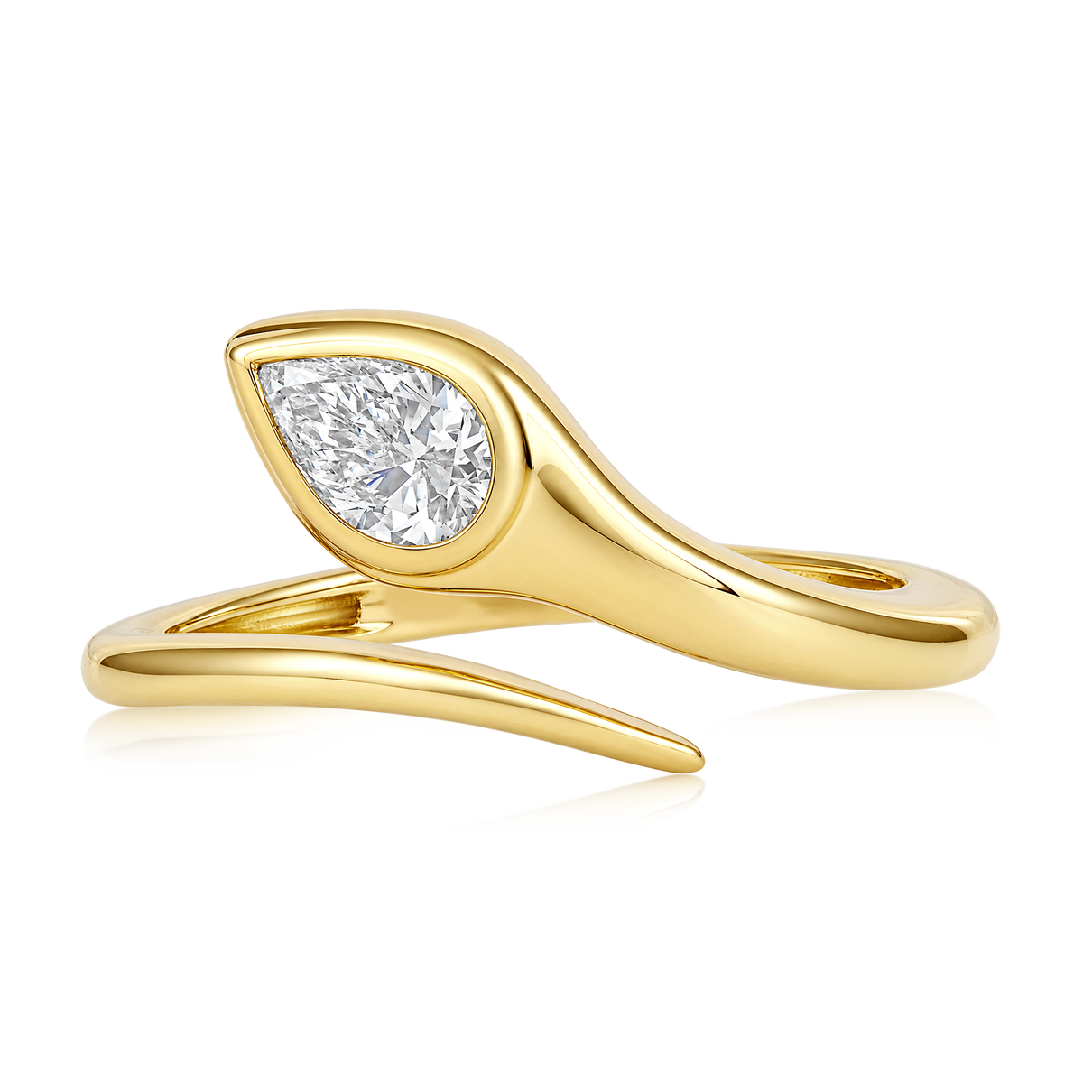 Diamond Pear Bezel Snake Wrap Ring