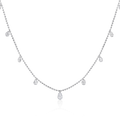 Diamond 11 Stone Drilled Pear Dangle Bead Chain Necklace