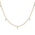 Diamond 7 Stone Drilled Pear Dangle Bead Chain Necklace