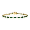 Diamond Emerald Oval Alternating Prong Tennis Bracelet