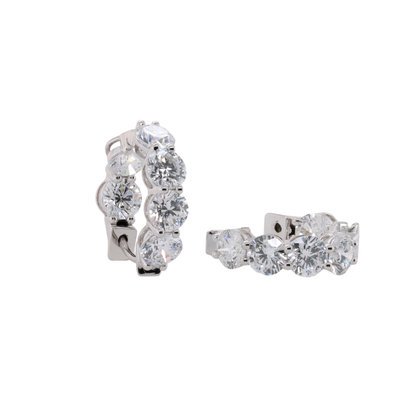 3.17 CTTW Round Lab-Grown Diamond Huggie Earrings in 14K White Gold