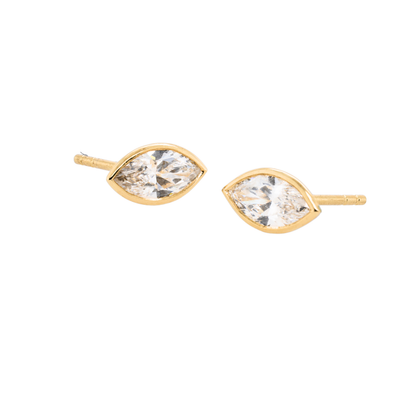 1.03 CTTW Marquise Lab-Grown Diamond Stud Earrings in 14K Yellow Gold
