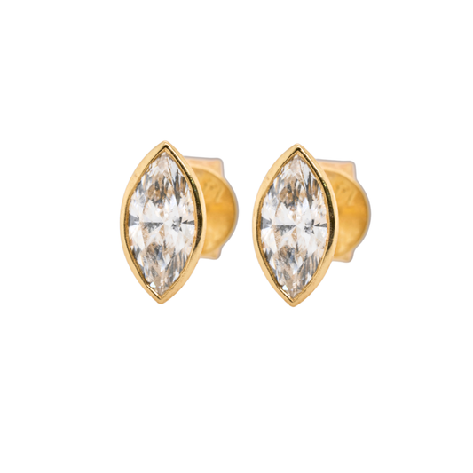 1.03 CTTW Marquise Lab-Grown Diamond Stud Earrings in 14K Yellow Gold