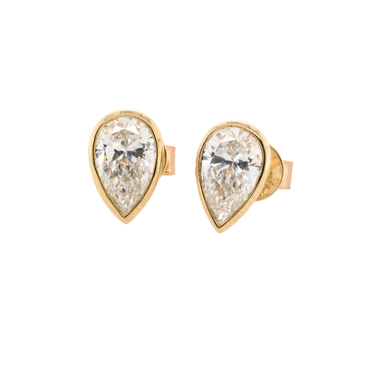 2.03 CTTW Pear Lab-Grown Diamond Stud Earrings in 14K Yellow Gold