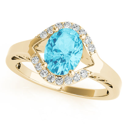 14K Yellow Gold Oval Diamond Fashion Ring