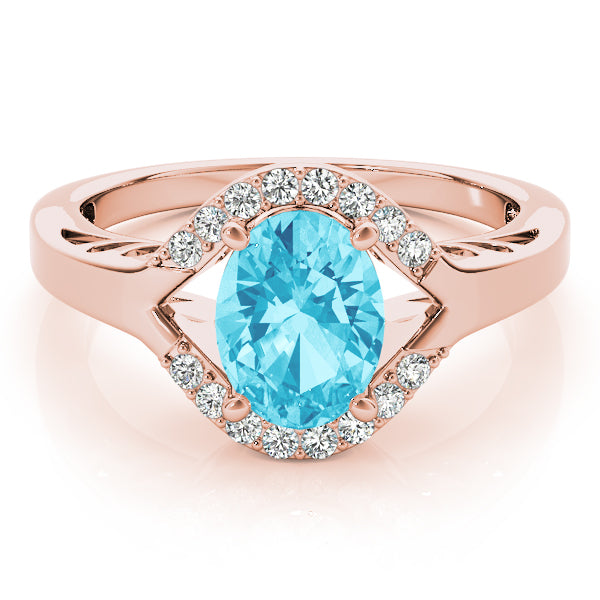 14K Rose Gold Diamond Oval Ring