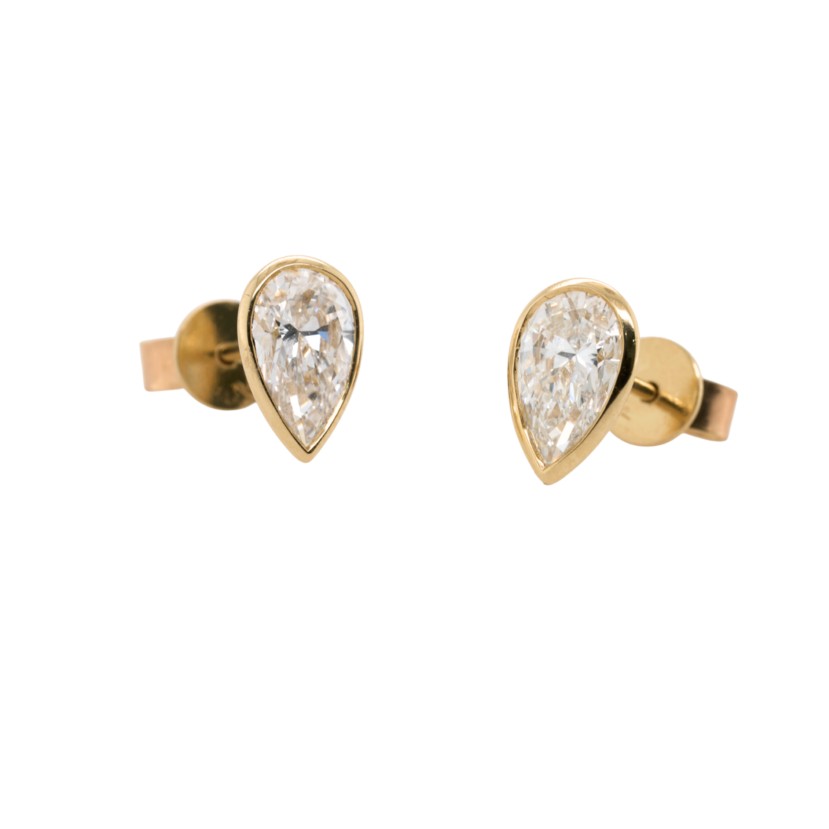 2.03 CTTW Pear Lab-Grown Diamond Stud Earrings in 14K Yellow Gold