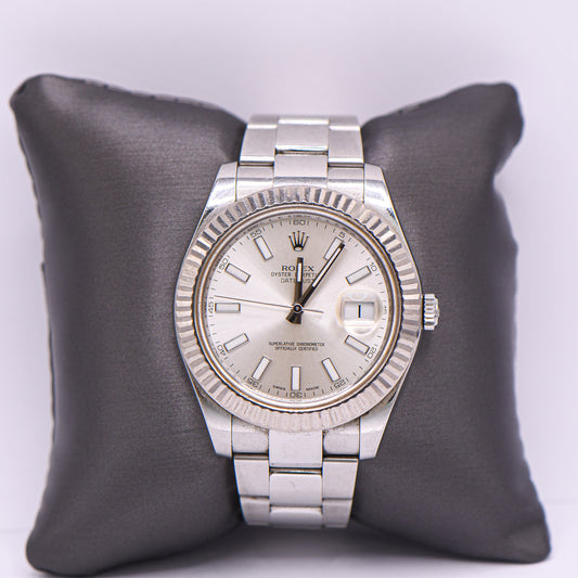 41mm Silver Dial DateJust Stainless  Mens Luxury Watch