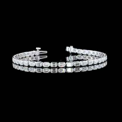 4.37 CTTW Emerald Lab Diamond Tennis Bracelet 6.5" 14k White Gold F Color and VS1 Clarity jewelry-spot-usa